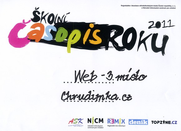 &Scaron;koln&iacute; časopis roku 2011: Bronz pro port&aacute;l Chrudimka.cz