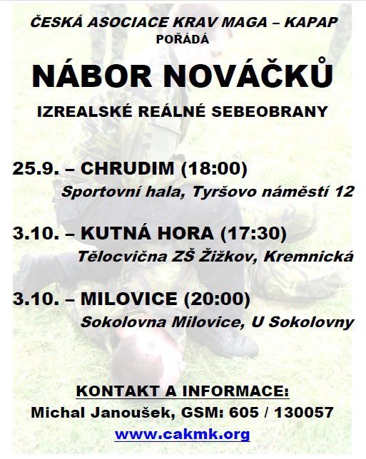 Krav Maga - Kapap pořádá nábor nováčků
