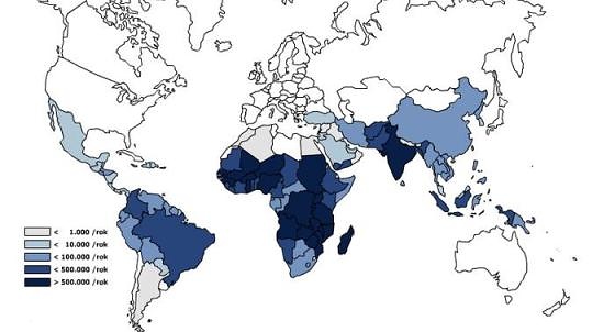 Mapa v&yacute;skytu mal&aacute;rie