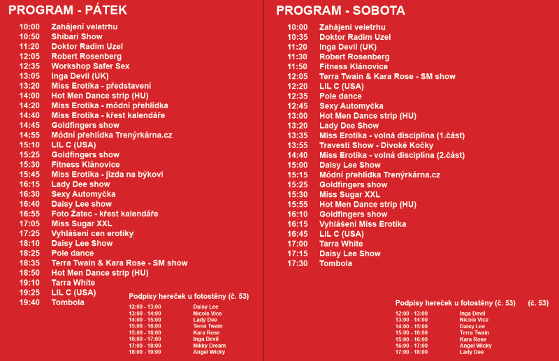 Erotický veletrh 2018 program