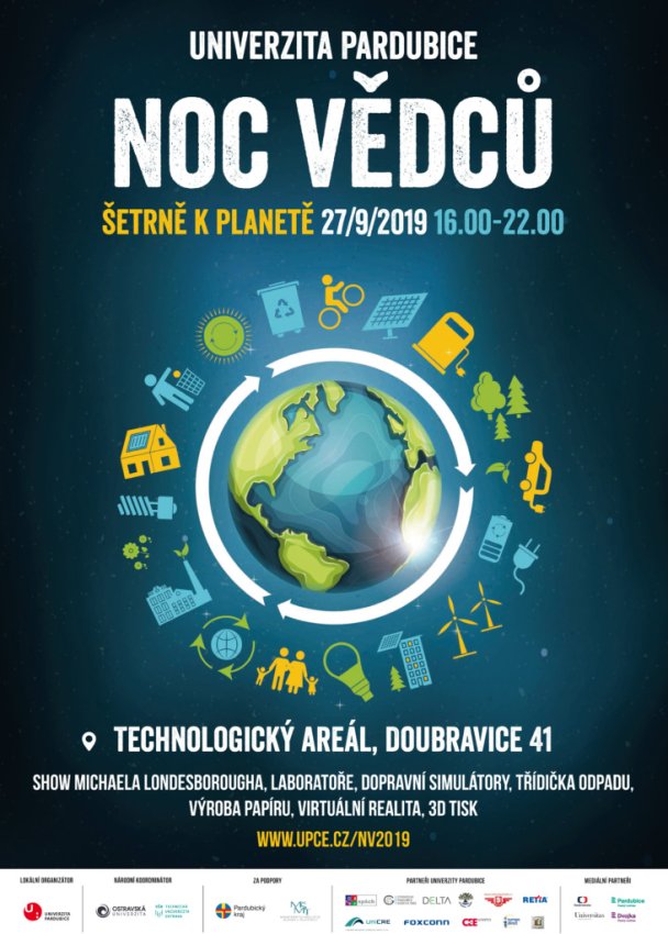 Noc vědců Pardubice 2019 - plakát akce 