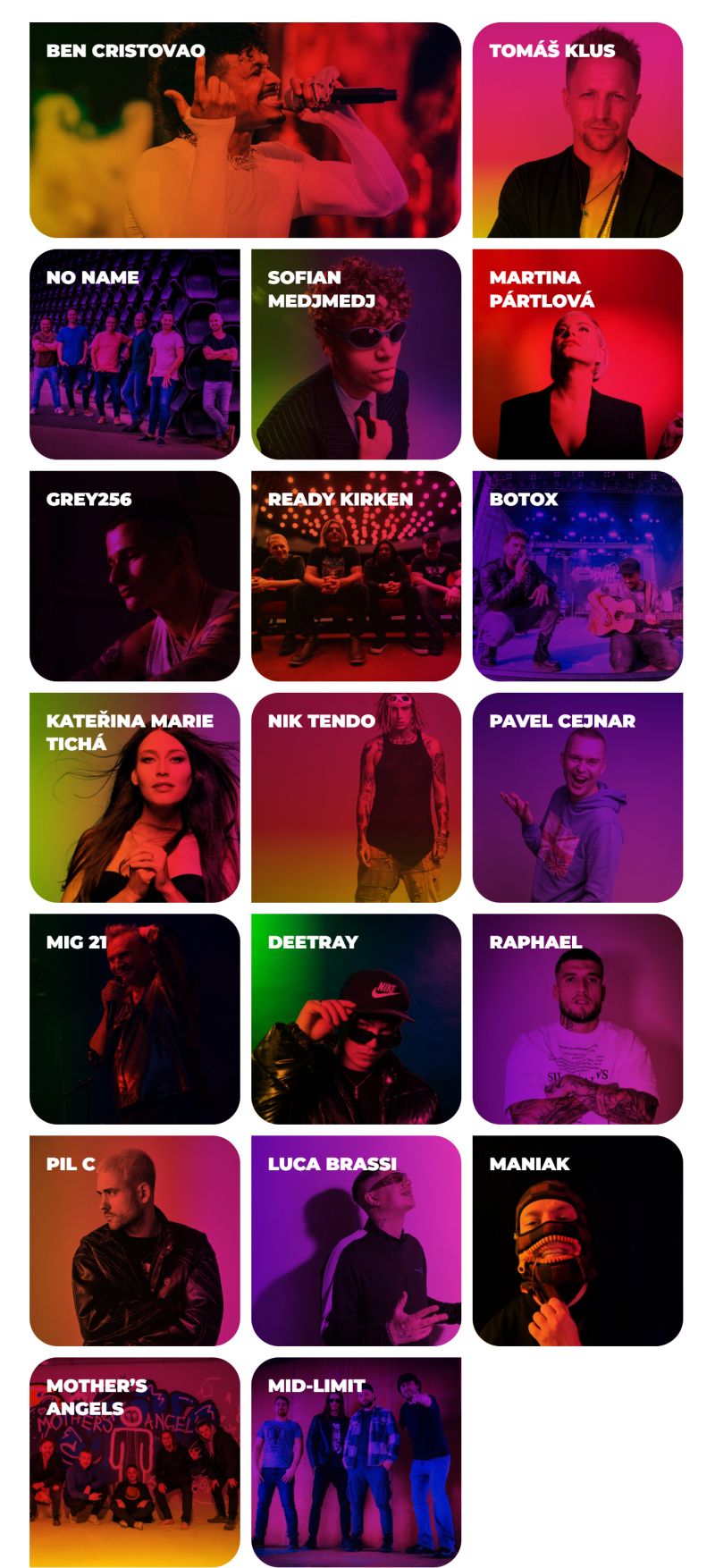 Majáles 2026 - kapely